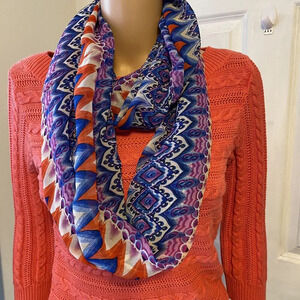 Lavello Y2K Women Scarf Neck Wrap Chiffon Silky Sheer Luxury Artsy Print Light